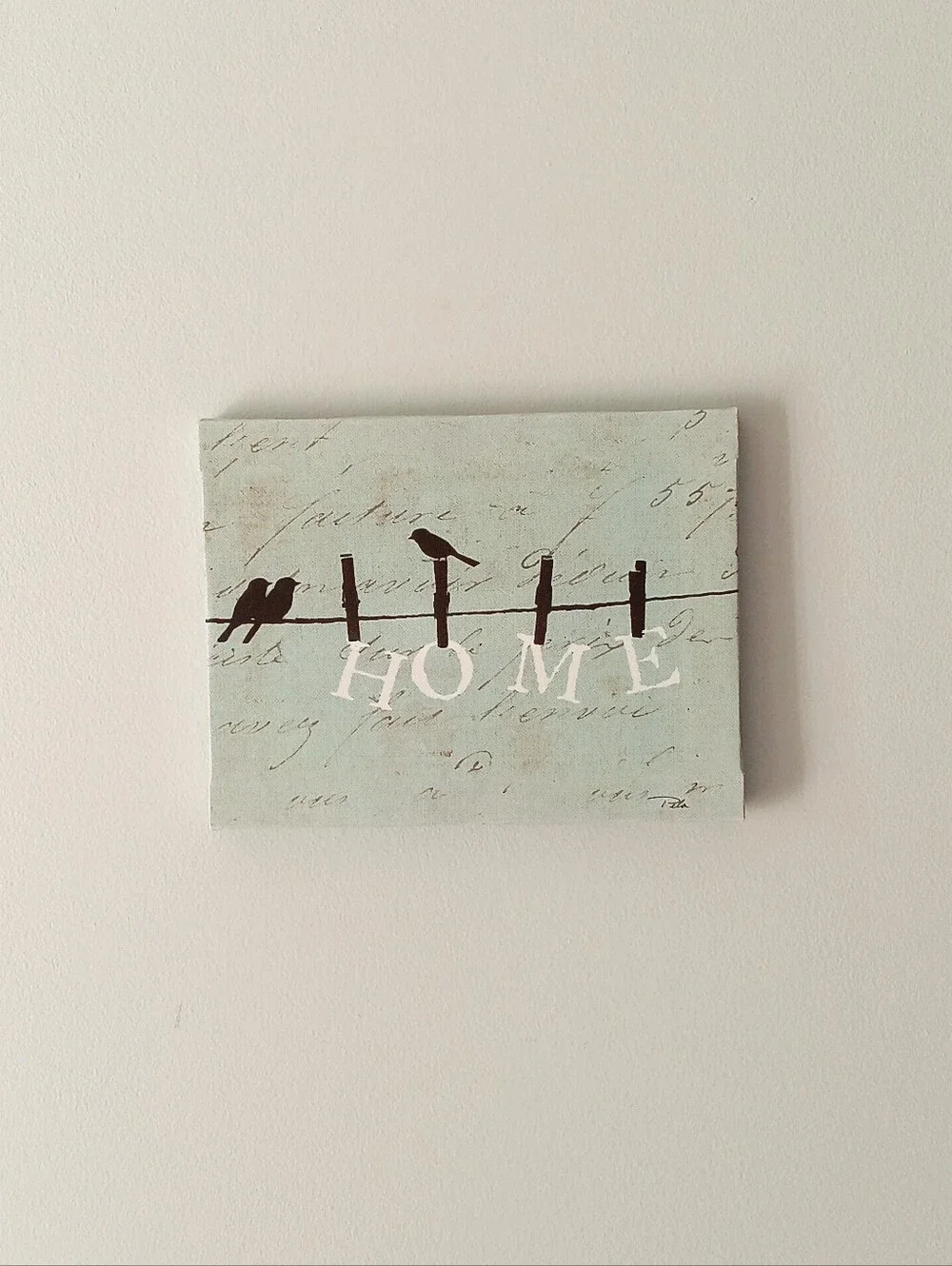 Love Birds On Clothesline Home Wall Decor Plaque Aqua Blue Black White 8